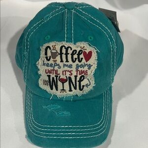 KBETHOS Teal Coffee and‎ Wine Embroidered Hat
